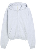 Skims Zip-up Cotton-blend Hooded Sweatshirt Light Grey