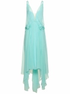 ALBERTA FERRETTI Draped Silk Chiffon Long Dress
