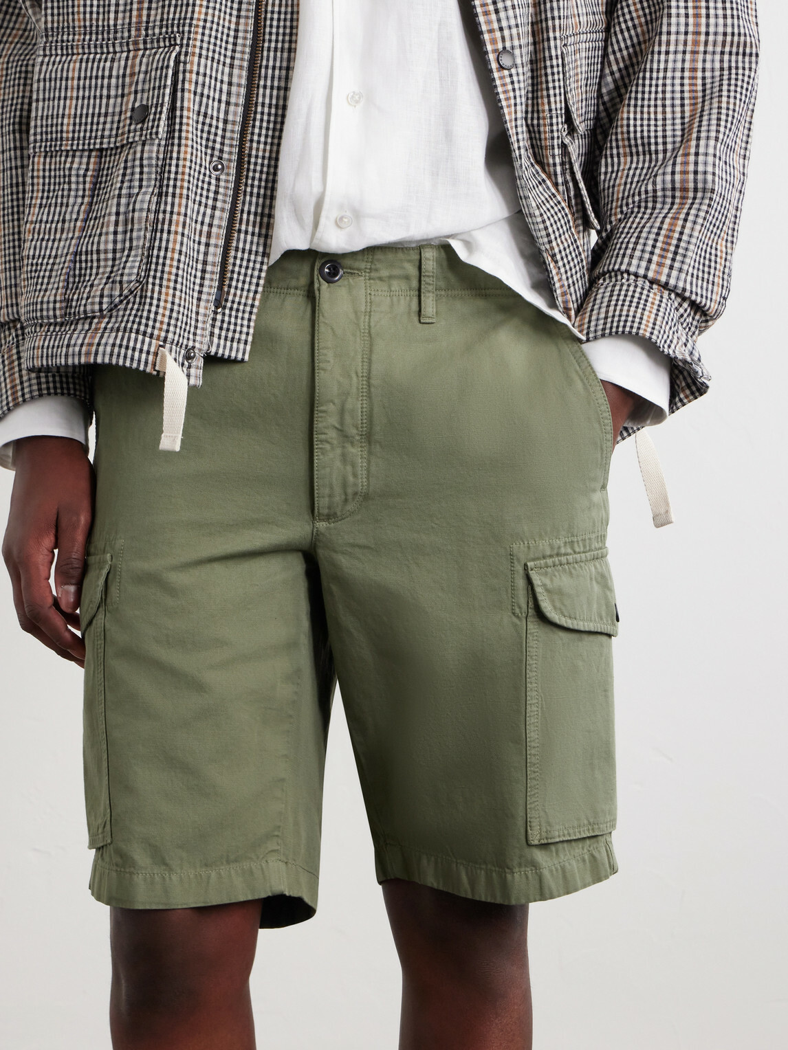 Slowear - Straight-Leg Cotton and Linen-Blend Shorts - Green
