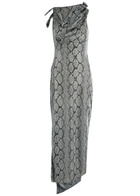 Coperni Python-print Metallic-jersey Maxi Dress Grey