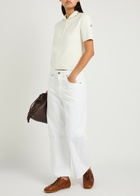 Moncler Knit-trim Cotton Polo Shirt White
