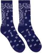 Rhude Navy Bandana Jacquard Socks