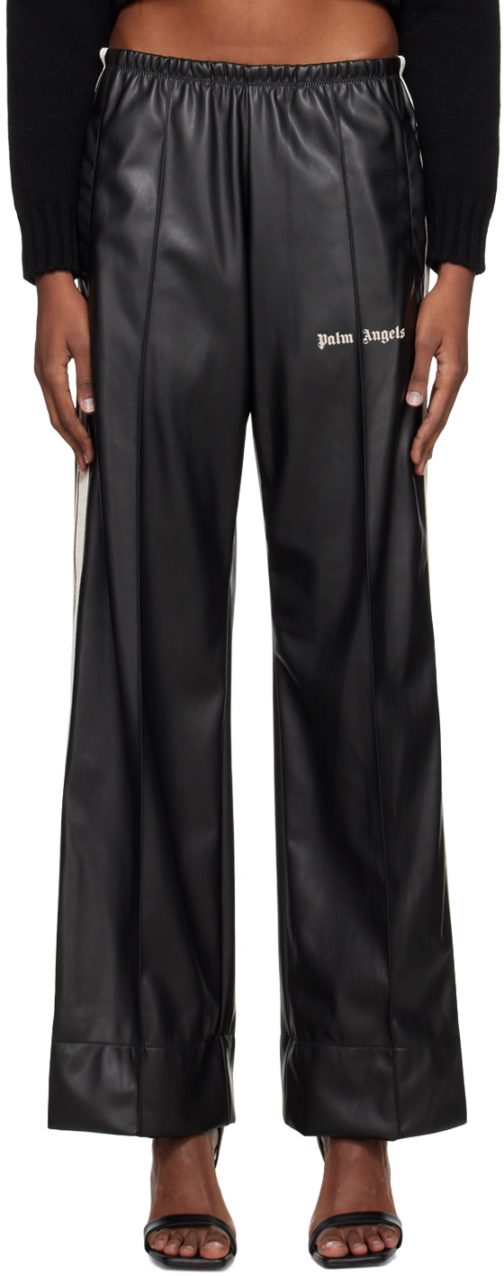 Palm Angels Black Loose Faux-Leather Lounge Pants Palm Angels