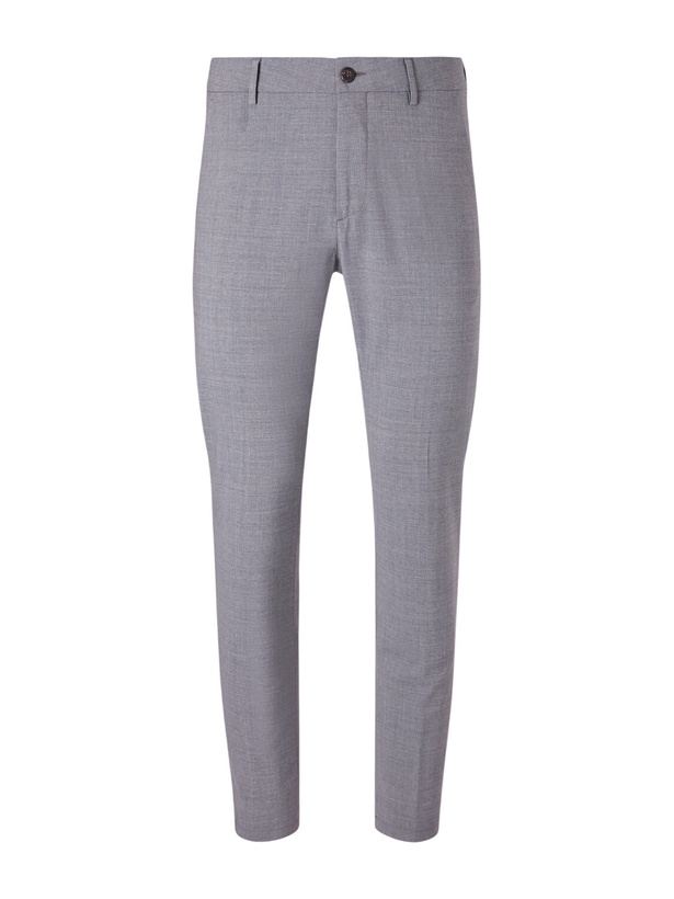 Photo: Eleventy - Slim-Fit Tapered Stretch-Wool Flannel Trousers - Gray