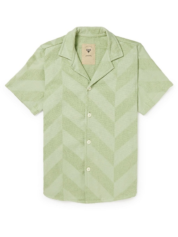 Photo: OAS - Camp-Collar Cotton-Terry Jacquard Shirt - Green