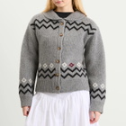 Damson Madder Women's Cecily Bunny Intarsia Collar Cardigan in Grey