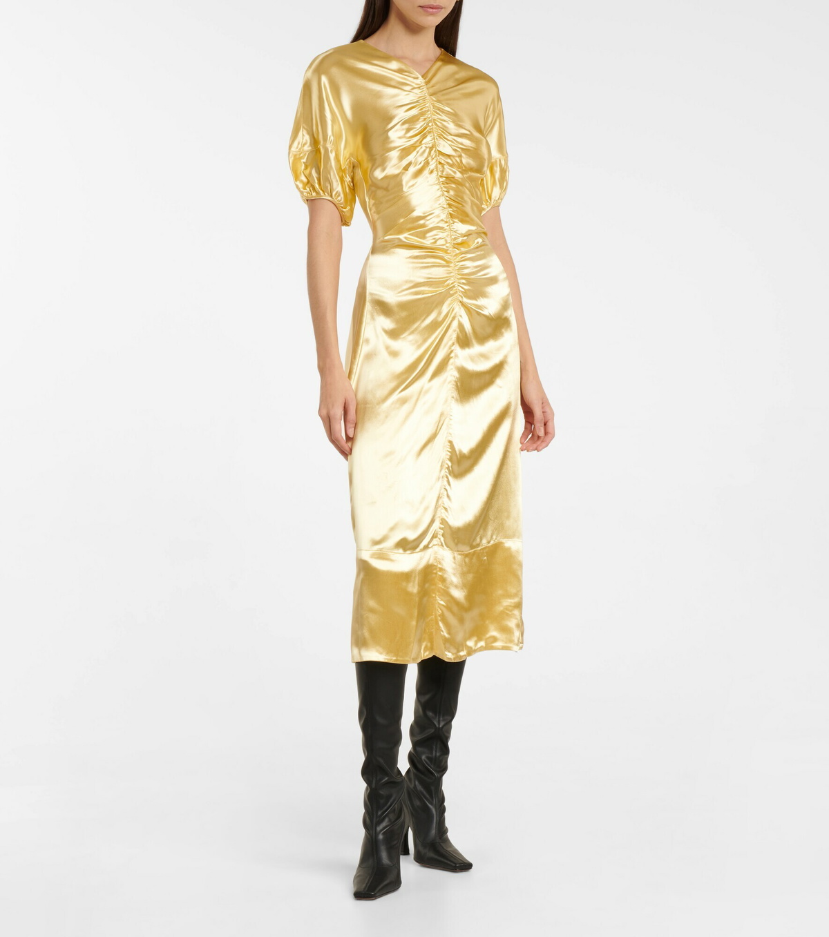 Proenza Schouler - Glace gathered satin midi dress Proenza Schouler Proenza Schouler - Glace gathered satin midi dress Proenza Schouler
