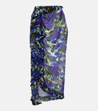 Dries Van Noten - Floral ruffle-trimmed satin midi skirt