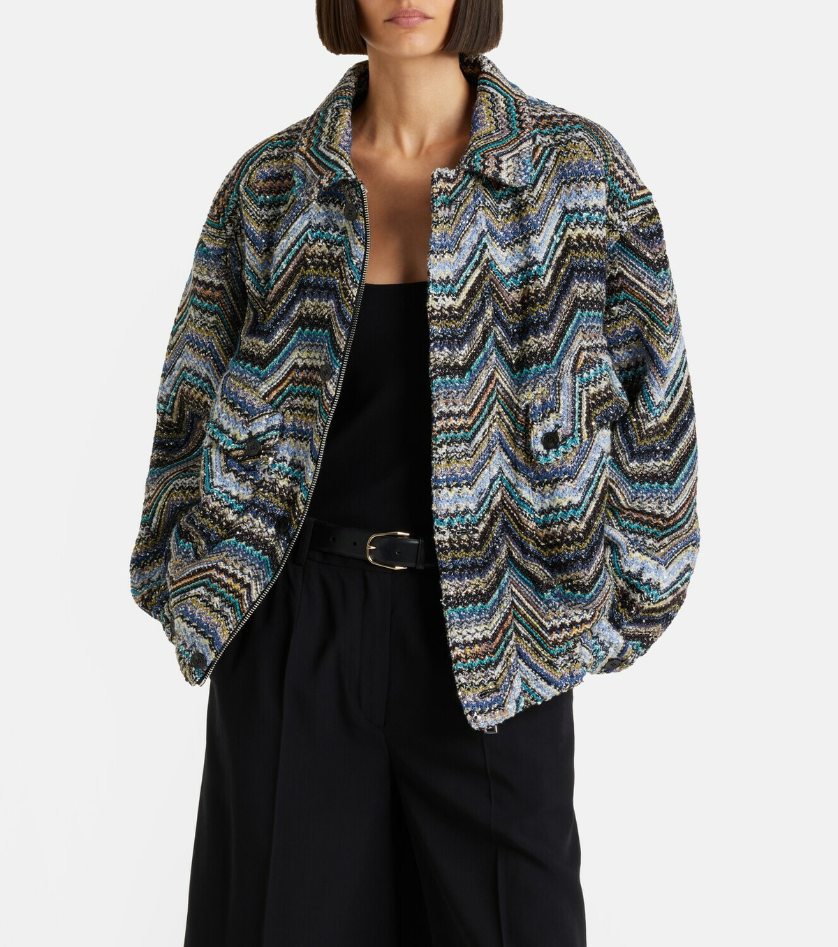 Missoni Zigzag oversized jacquard wool-blend jacket