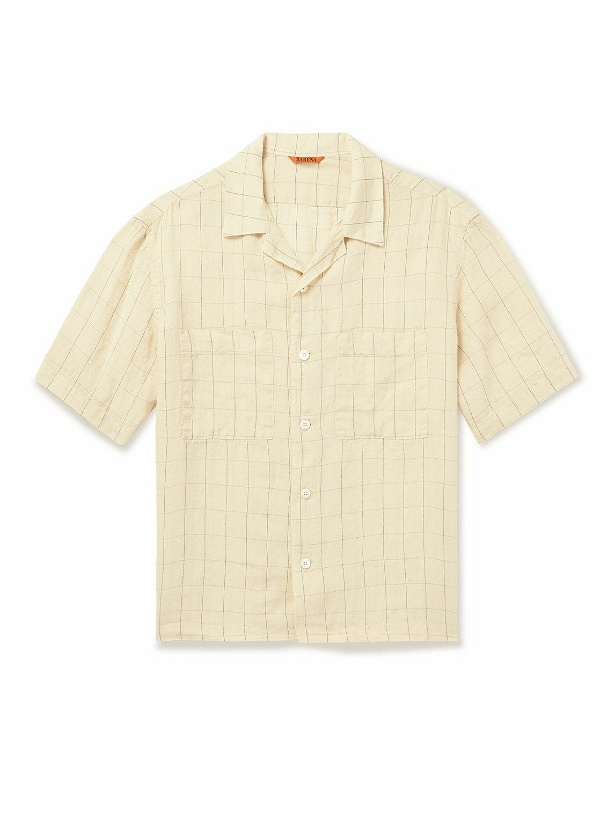 Photo: Barena - Camp-Collar Checked Linen-Blend Shirt - Neutrals