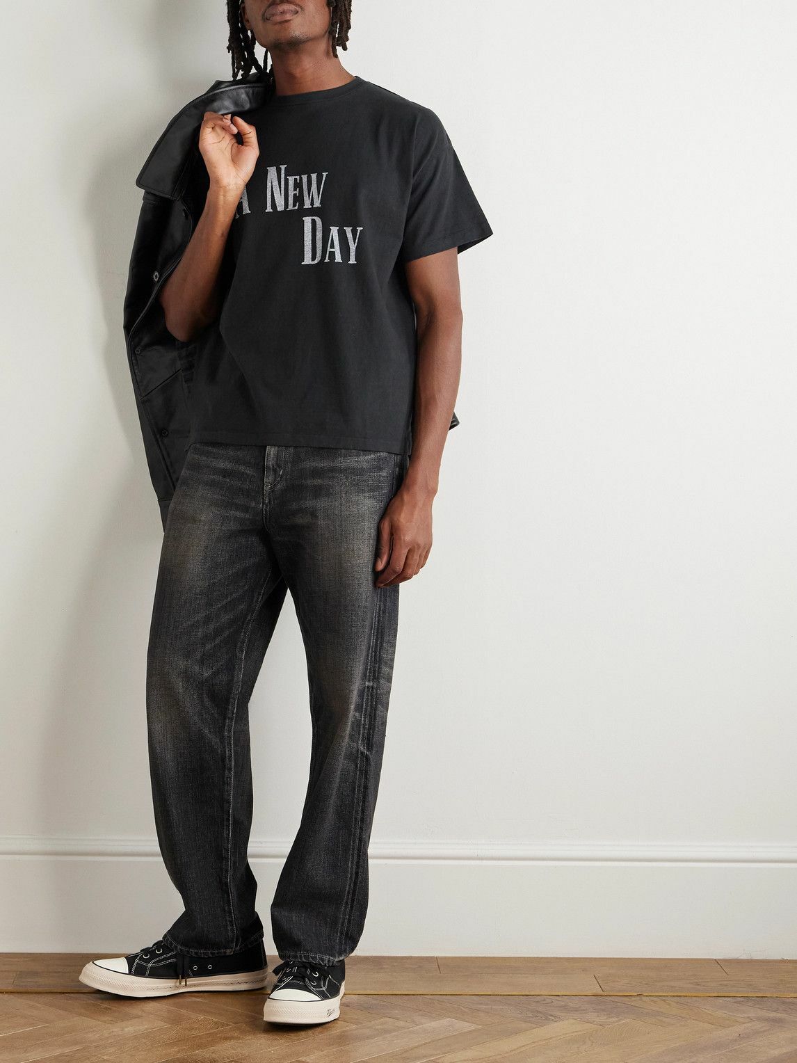 Remi Relief - A New Day Logo-Print Cotton-Jersey T-Shirt - Black