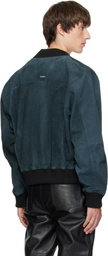 Deadwood Navy Bofinger Dark Panel Suede Bomber Jacket