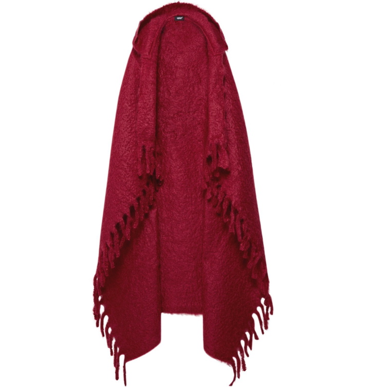 Photo: Undercover - Embellished Wool Hooded Cape - Burgundy
