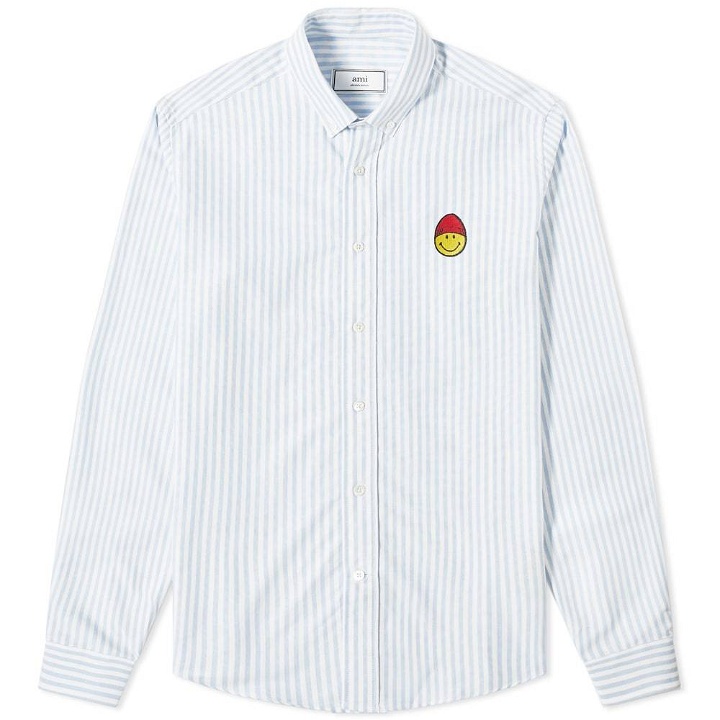 Photo: AMI Smiley Button Down Stripe Oxford Shirt