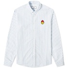 AMI Smiley Button Down Stripe Oxford Shirt