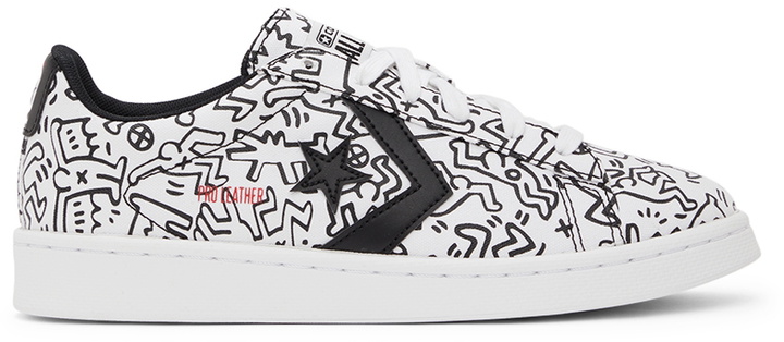 Photo: Converse White & Black Keith Haring Edition Leather Pro Ox Sneakers