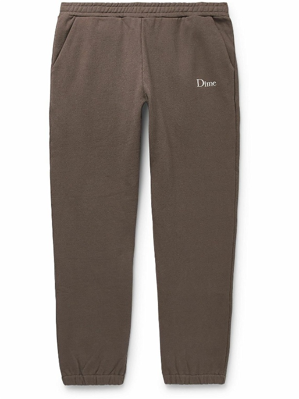 Photo: DIME - Tapered Logo-Embroidered Cotton-Jersey Sweatpants - Brown