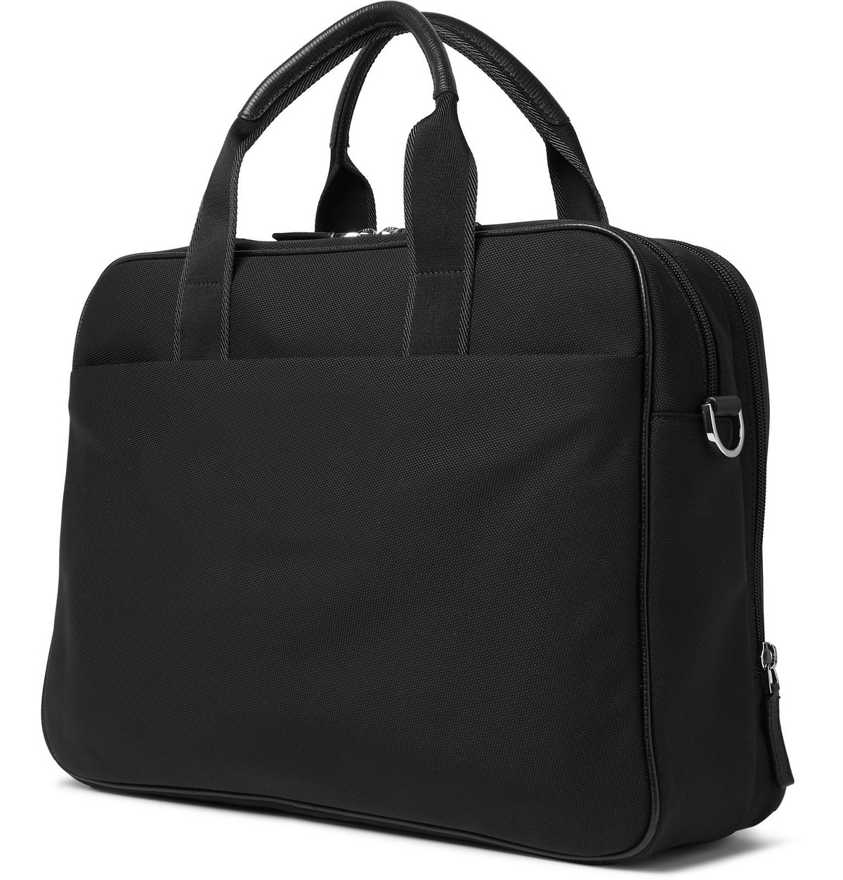 Hugo Boss - Meridian Full-Grain Leather-Trimmed Nylon Briefcase - Black ...