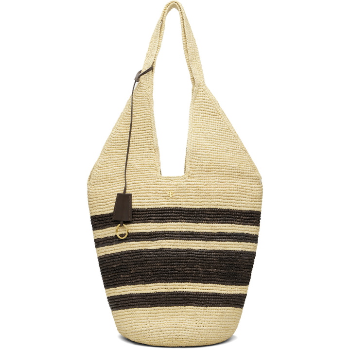 Photo: ANINE BING Off-White & Brown Leah Stripes Raffia Bag