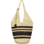 ANINE BING Off-White & Brown Leah Stripes Raffia Bag