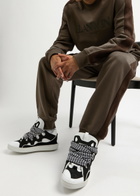 Lanvin Curb Panelled Mesh Sneakers Black And White