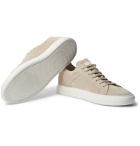 Brunello Cucinelli - Leather-Trimmed Brushed-Suede Sneakers - Neutrals