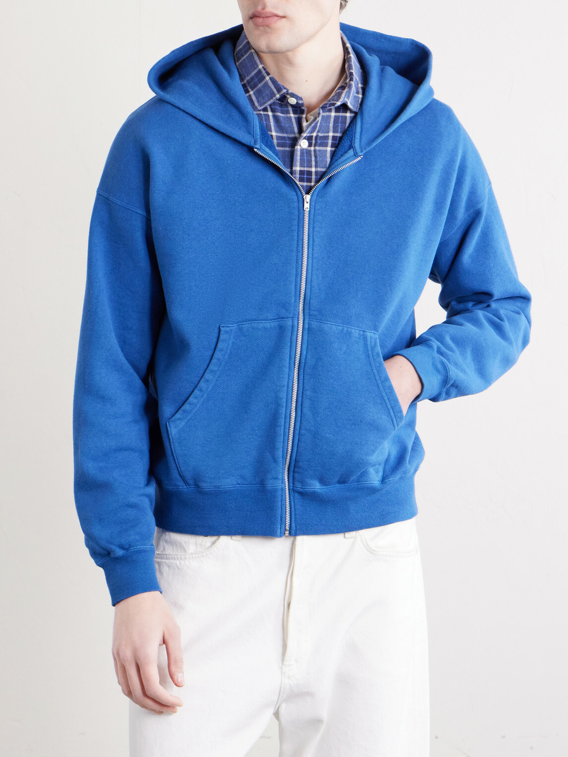 Visvim - Jumbo Cotton-Jersey Zip-Up Hoodie - Blue