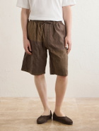 Kardo - Milo Bandhani Straight-Leg Embroidered Cotton Drawstring Shorts - Brown