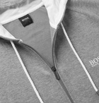 Hugo Boss - Double-Faced Mélange Cotton-Blend Jersey Zip-Up Hoodie - Gray