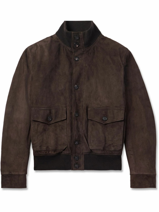 Photo: Incotex - Montedoro Padded Suede Jacket - Brown
