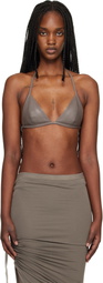 Rick Owens Gray Temple Waxy Lamb Leather Bra