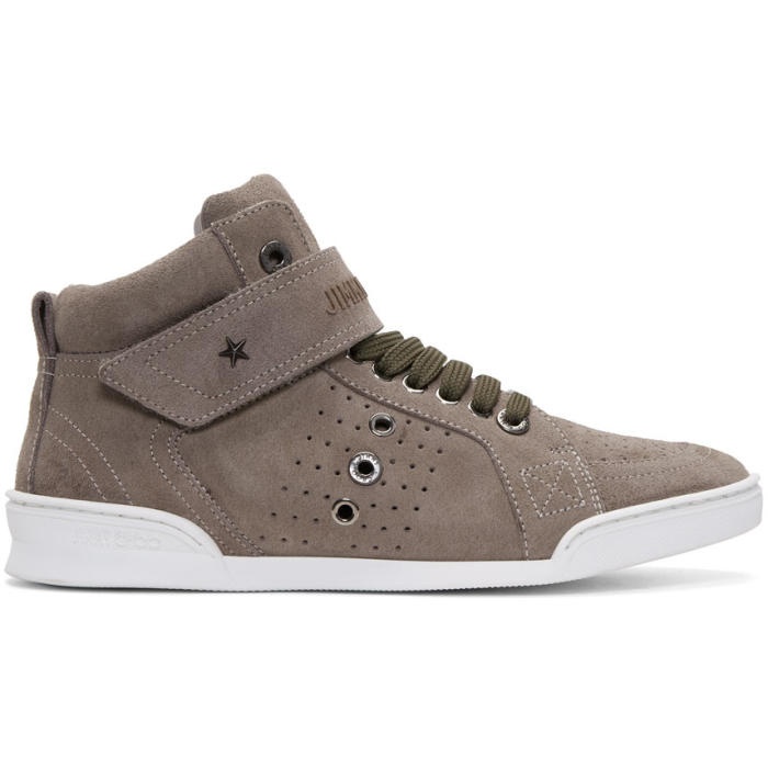 Photo: Jimmy Choo Taupe Suede Lewis High-Top Sneakers 