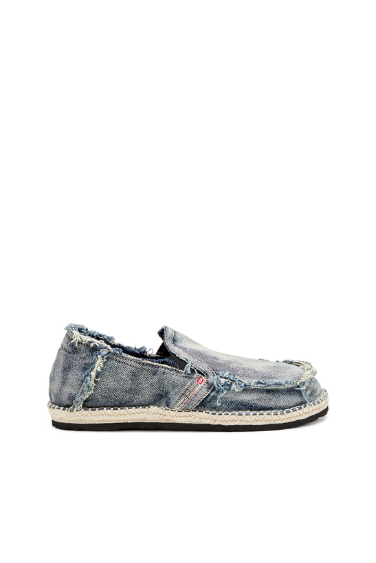 Photo: Diesel Espadrille loafers in distressed denim - Lace Ups and Mocassins Mens in Blue