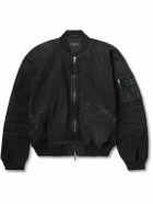 Balenciaga - Distressed Padded Denim Bomber Jacket - Black