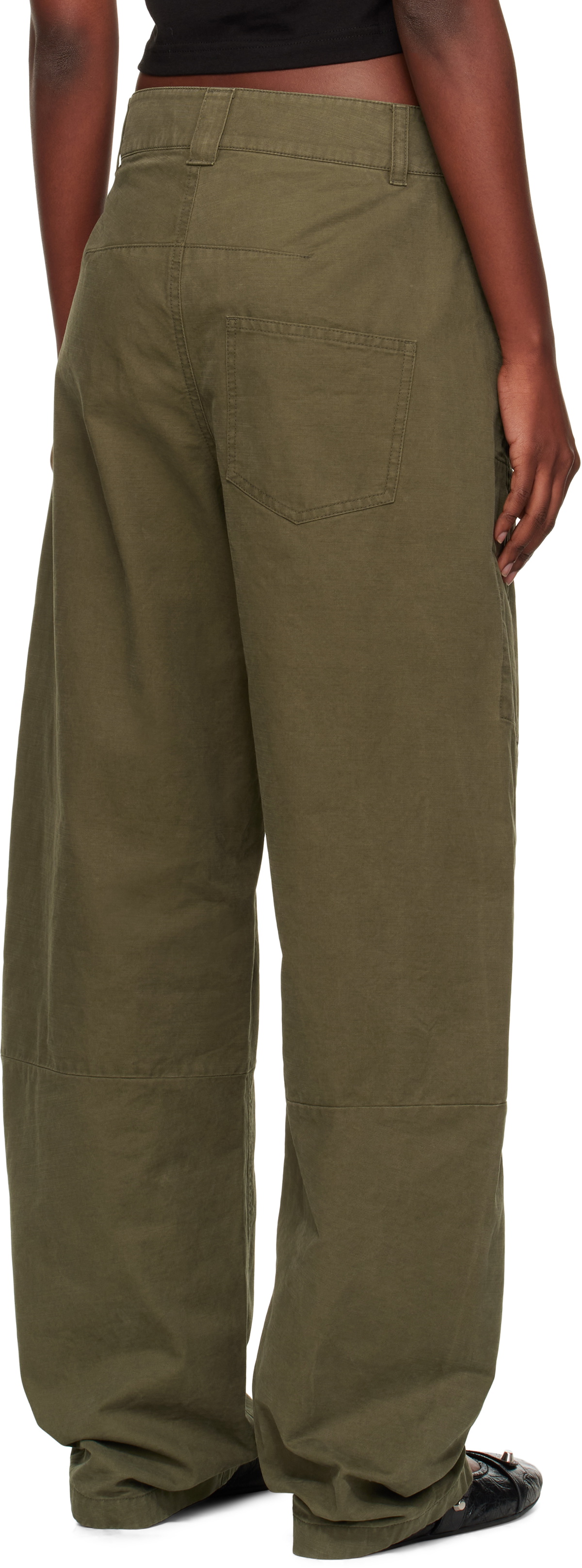 We11done Khaki Curved Trousers