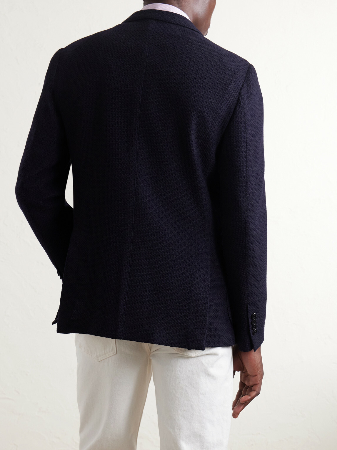 Lardini - Honeycomb-Knit Wool Blazer - Blue