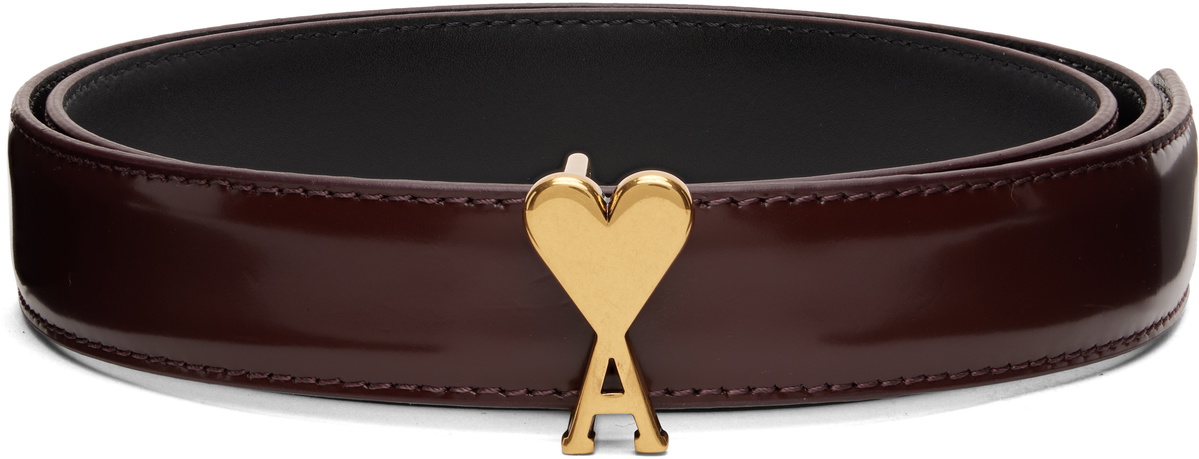 AMI Paris Brown Ami de Coeur Buckle Belt