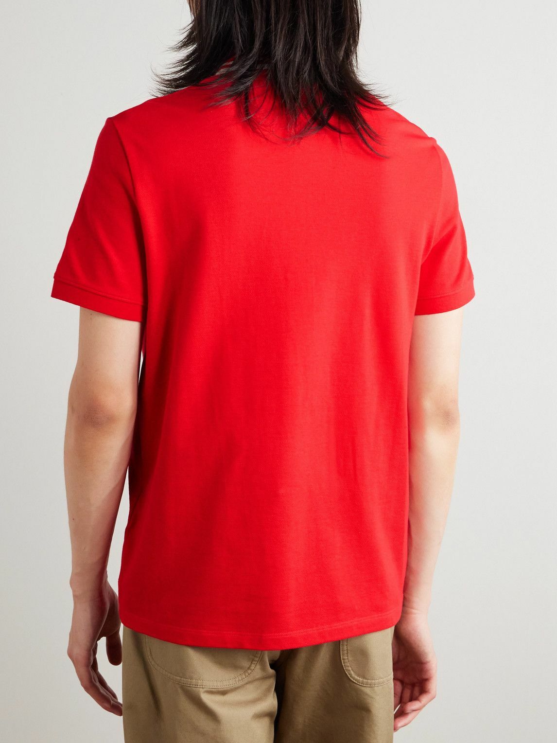 Valentino Garavani - Logo-Appliquéd Striped Cotton-Piqué Polo Shirt - Red