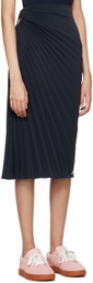 Kenzo Navy Sun-Ray Pleats Midi Skirt