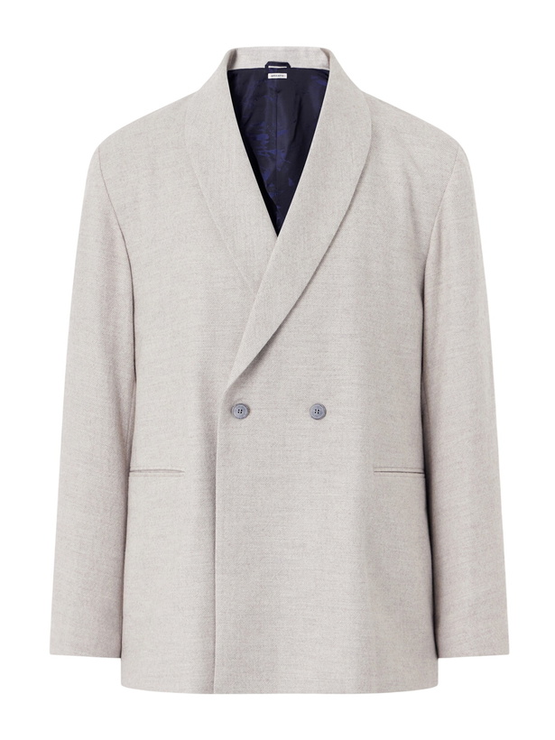 Photo: Blue Blue Japan - Shawl-Collar Wool, Cotton and Yak-Blend Twill Suit Jacket - Neutrals
