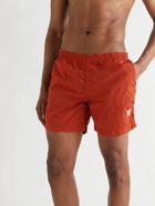 C.P. COMPANY - Logo-Appliquéd Garment-Dyed Mid-Length Swim Shorts - Orange