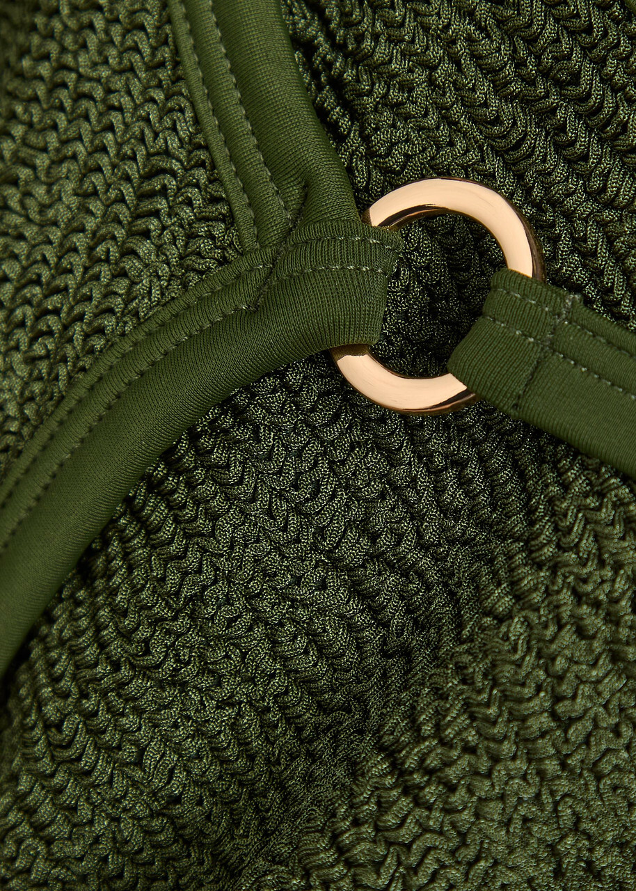 Hunza G Iris Gold-hoop Crinkle Bikini - Khaki - One Size