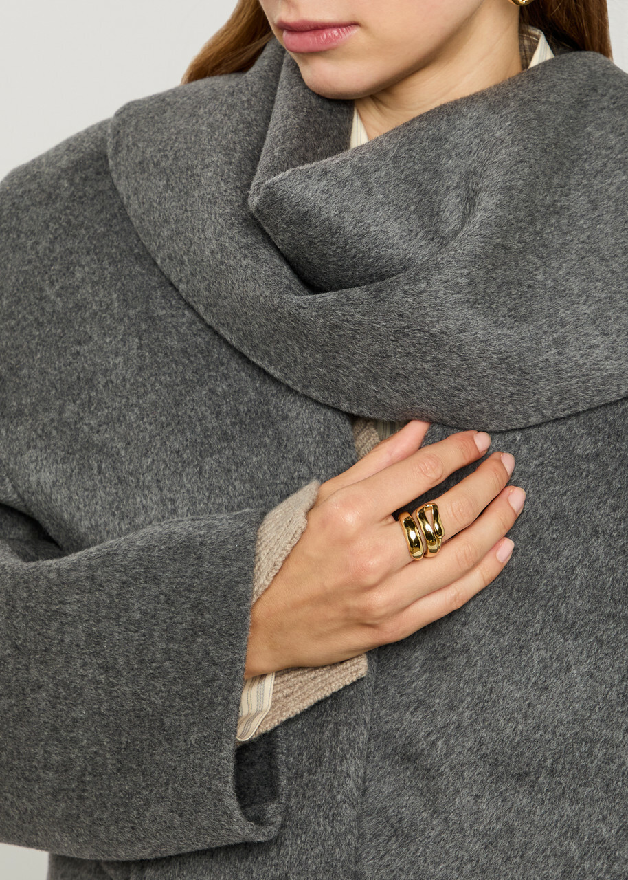 Rohe Scarf-effect Wool and Cashmere-blend Coat Grey
