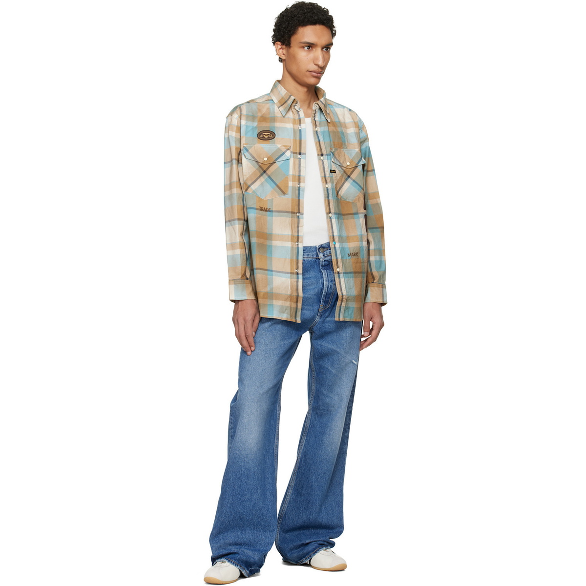 AAPE by A Bathing Ape Blue & Beige Main Long Sleeve Shirt