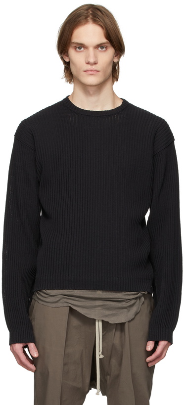 Photo: Rick Owens Black Biker Round Neck Sweater