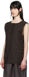 AMOMENTO Brown Oversized Button Up Vest