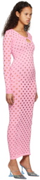 Maisie Wilen Pink Perforated Midi Dress