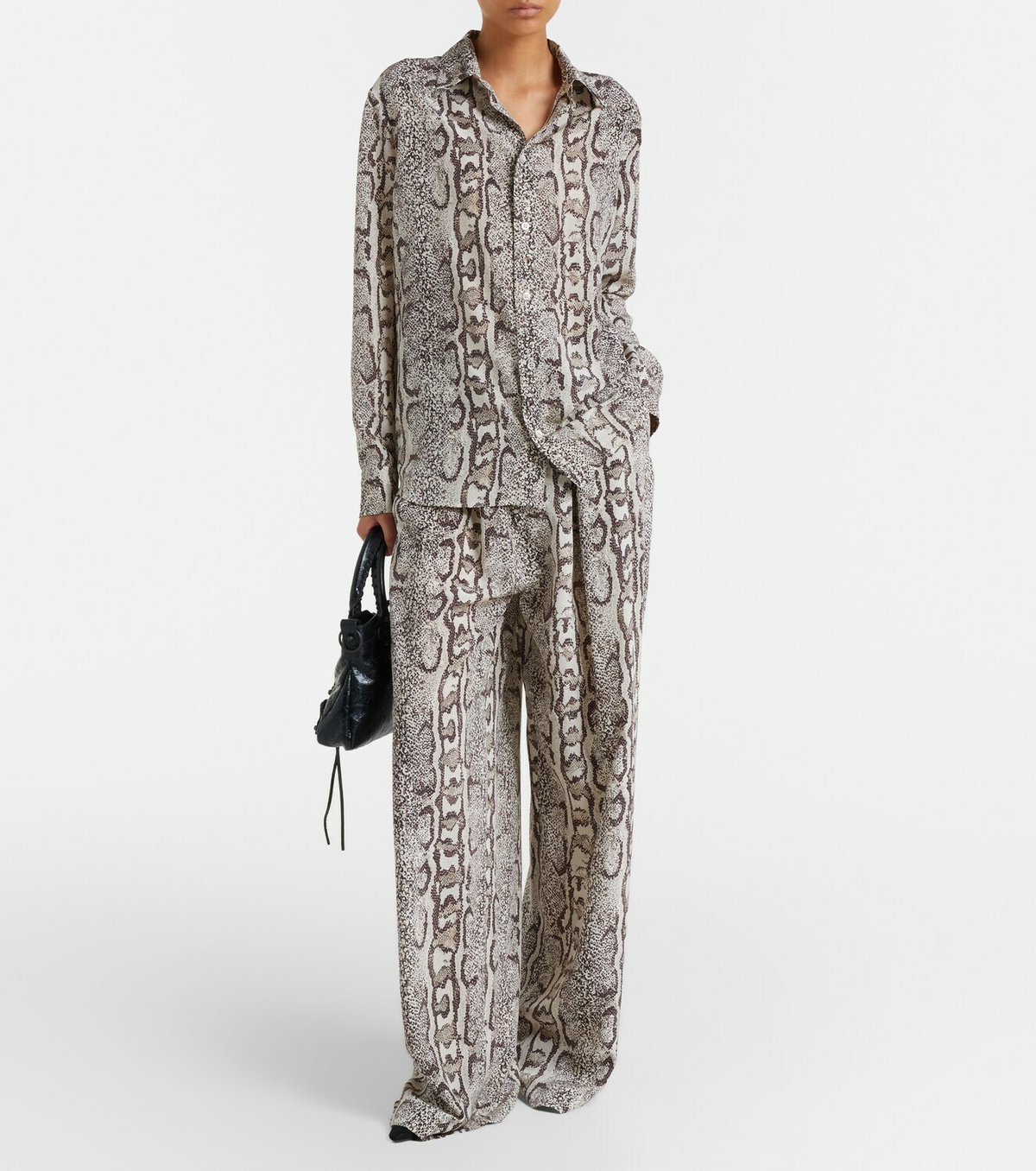 Balenciaga Snake-print silk palazzo pants