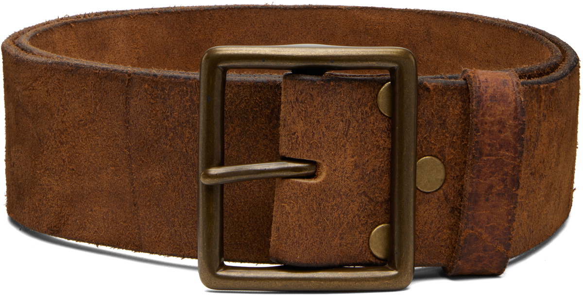 RRL Tan Distressed Leather Belt