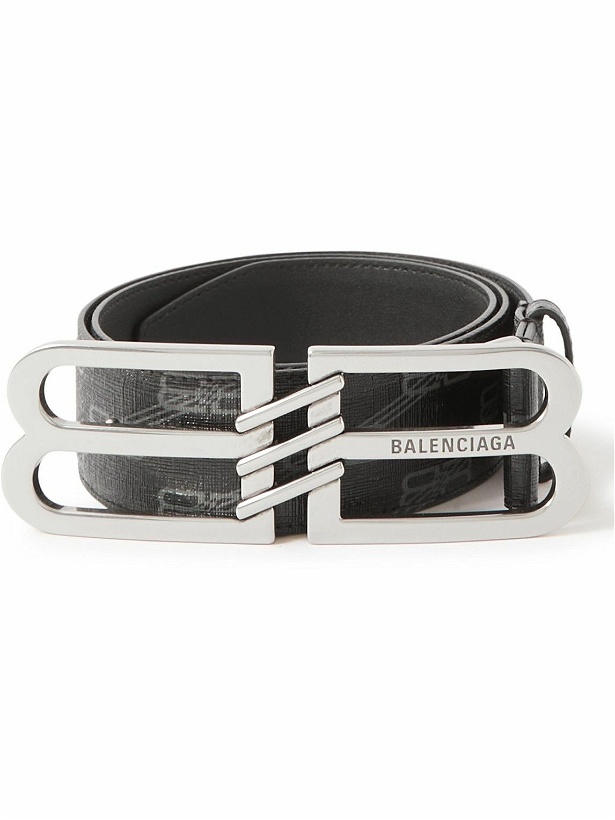 Photo: Balenciaga - 4cm Logo-Embellished Monogrammed Coated-Canvas Belt - Black